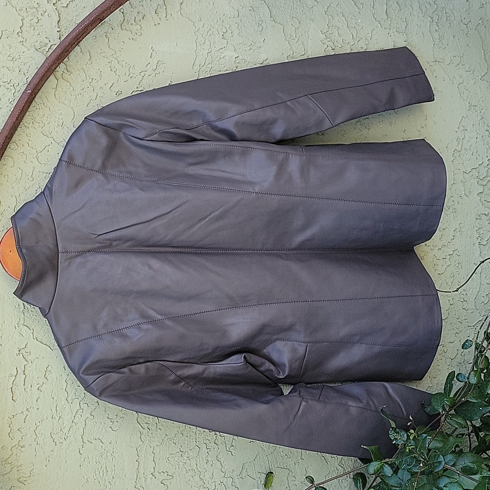 Kenneth Cole Faux Leather Ladies Grey Jacket Size XL - Picture 8 of 11
